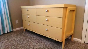 The finished dresser painted in "Mustard Seed Yellow" mixed with a little "Ironstone" to lighten it up a bit.