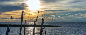sunset over bay